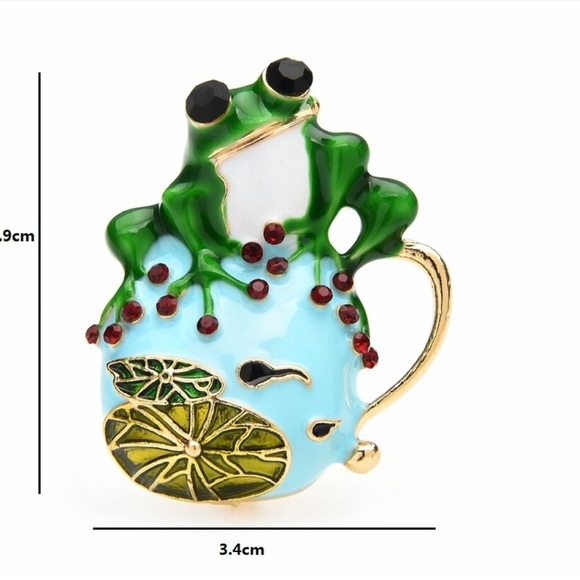 Enamel Tadpole And Frog Brooch For Women - Picture 2 of 3